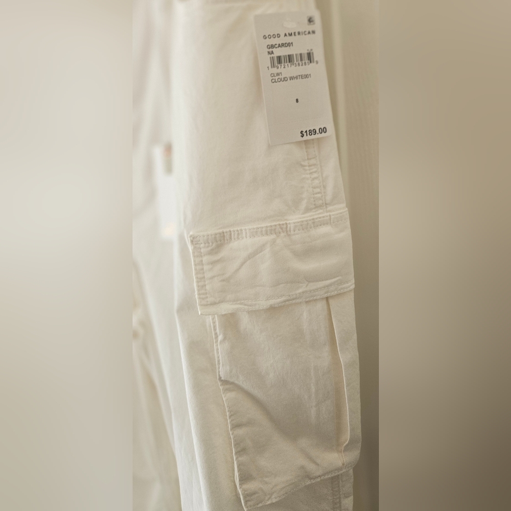 NWT Good American Womens Baggy Cargo Pants- White- Size 8 - Picture 5 of 15